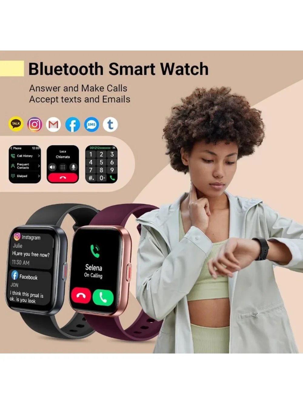 Stylish Fitness Smart Watch for Women, Tracks Heart Rate & Sleep, Alexa Alerts